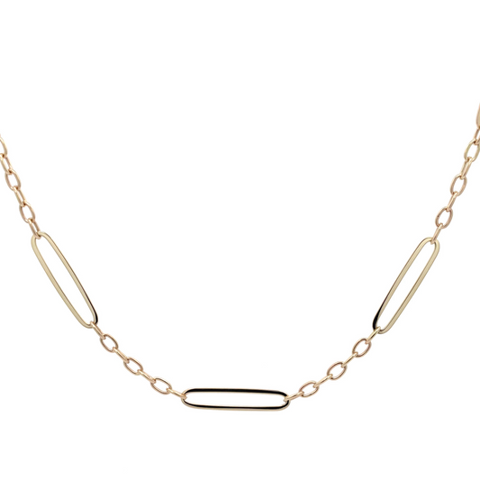 9kt Oblong Trace Necklace 45cm -  Paddington Jeweller - Ojco