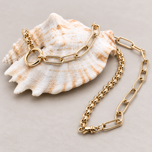 Duo Convertible Gold Necklace & Bracelet in 9K Yellow Gold