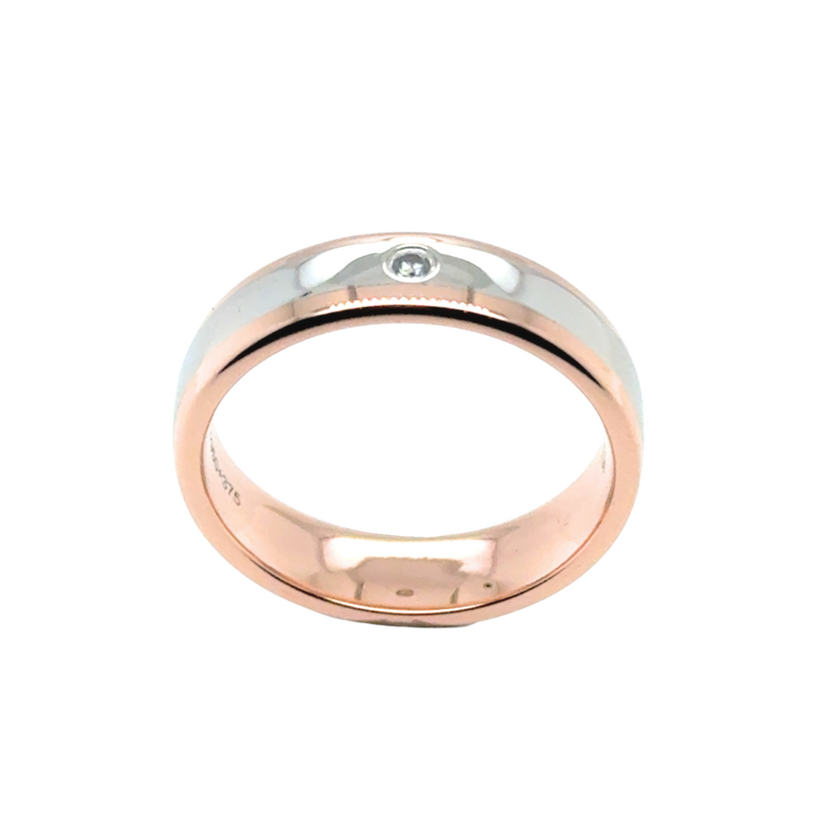Two-tone men’s wedding band in rose gold and platinum