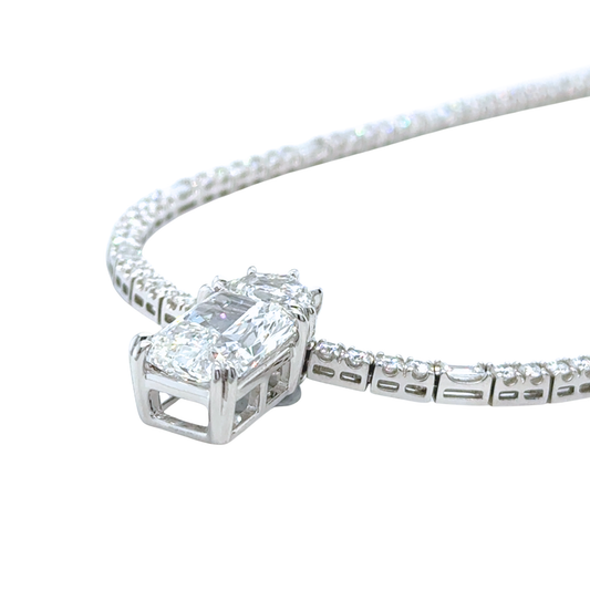 Sigourney diamond enhancer pendant in platinum with radiant cut lab-grown diamonds