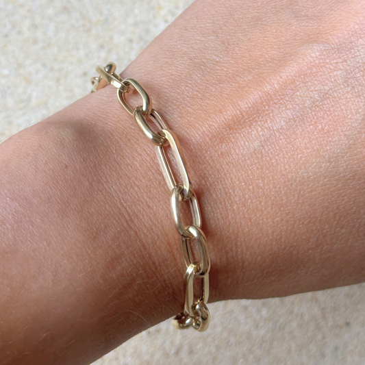9kt Oval Figaro 2:1 Bracelet - Paddington Jeweller - Ojco