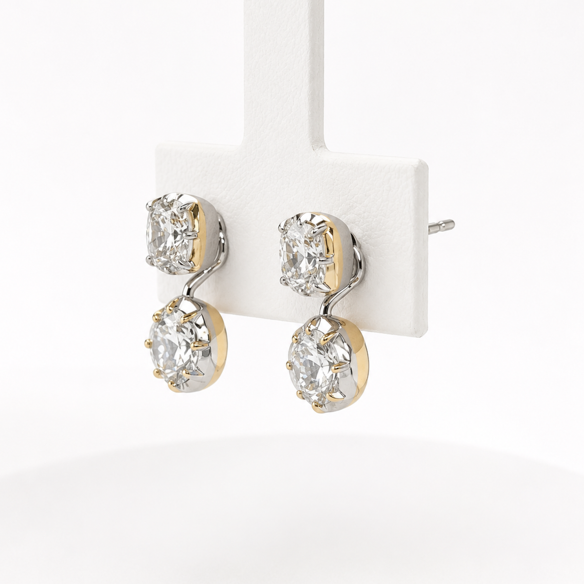 Norse Skaði - Cushion and Round Cut Diamond Earrings - Paddington Jeweller - Ojco