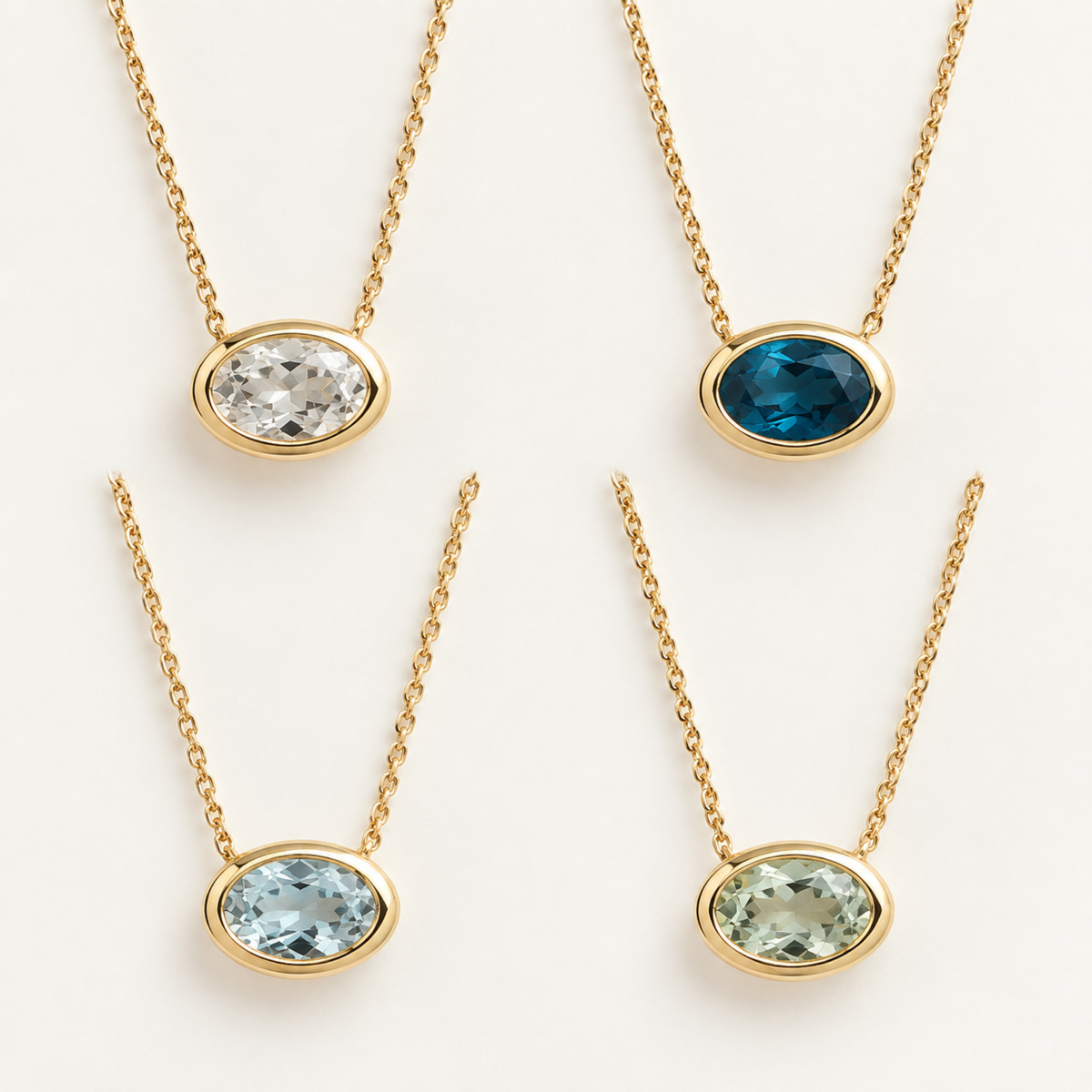 Oval Aroha – 14ct Yellow Gold Gemstone Slider Necklace - Paddington Jeweller - Ojco