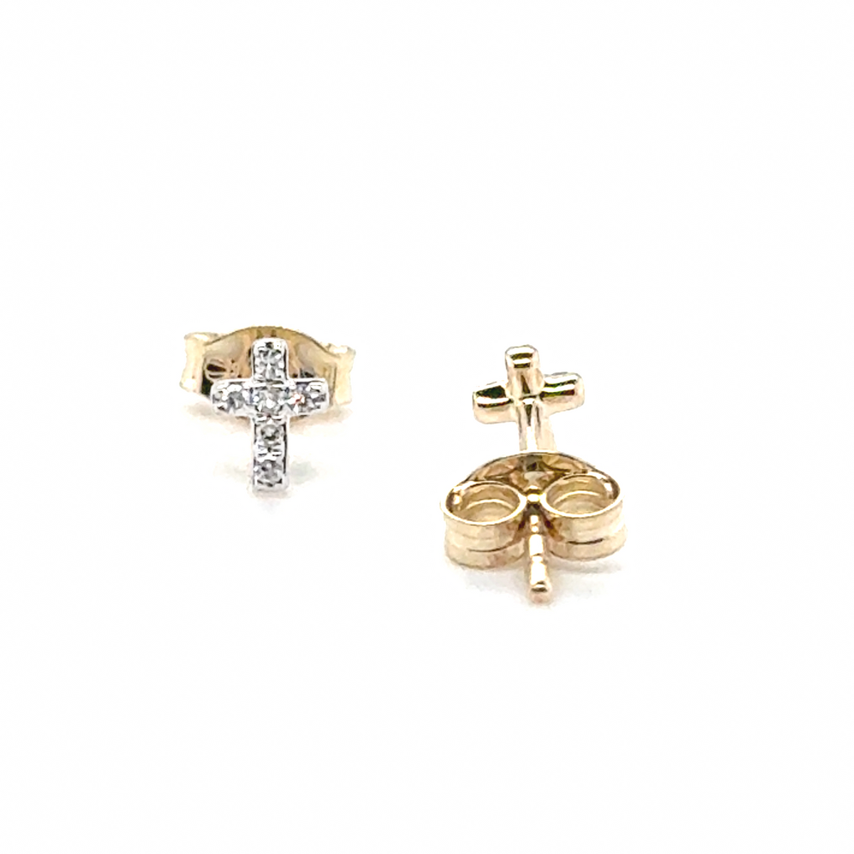Diamond Cross Stud Earring - Paddington Jeweller - Ojco