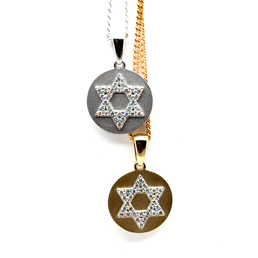 Star of David Diamond Disc Pendant -  Paddington Jeweller - Ojco