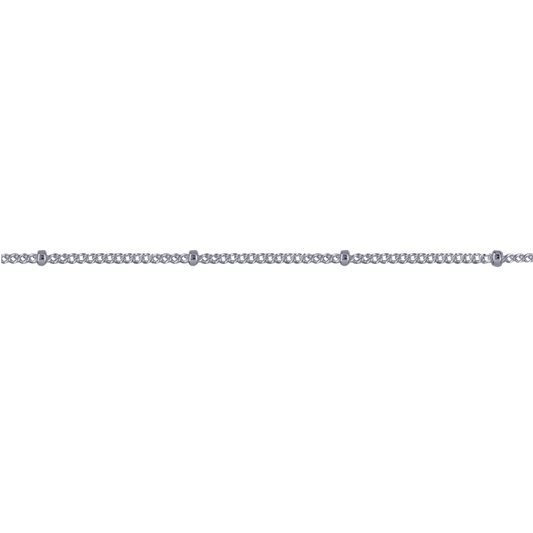 Sterling Silver Diamond Cut Curb & Tiny Ball Necklace - 45cm - 1mm - Paddington Jeweller - Ojco