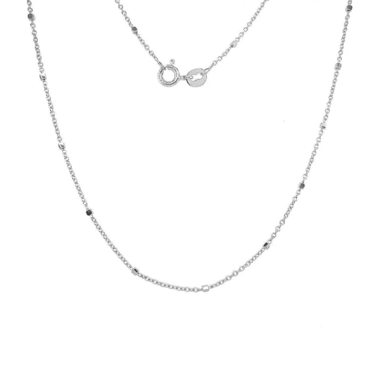 Sterling Silver Diamond Cut Curb & Tiny Ball Necklace - 45cm - 1mm - Paddington Jeweller - Ojco