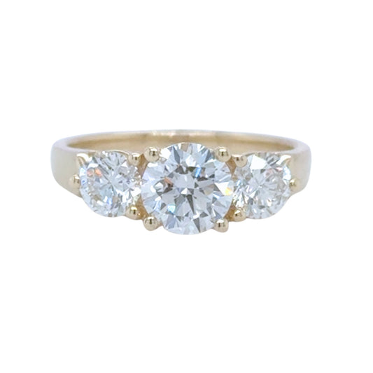 three stone diamond engagement ring gold