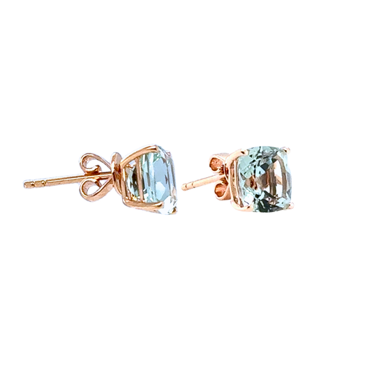 Briella green amethyst square cushion-cut stud earrings in 18kt yellow gold – Paddington Jewellery