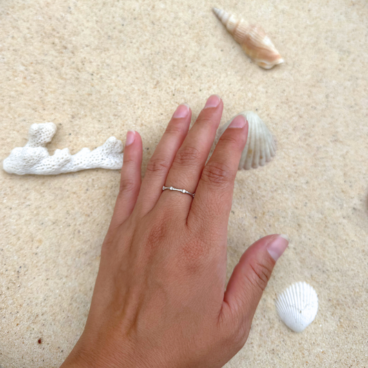 18kt white gold sculptural diamond band worn on hand, nature-inspired fine jewellery