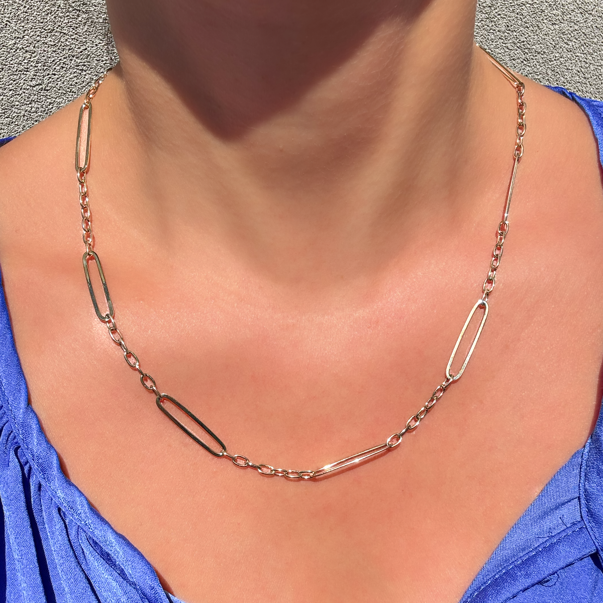 9kt Oblong Trace Necklace 45cm - Paddington Jeweller - Ojco