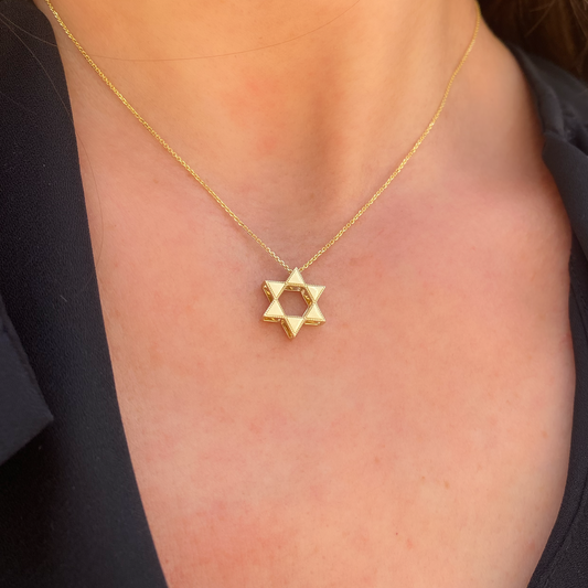 Double Plain Star of David Pendant - Paddington Jeweller - Ojco