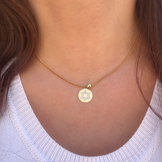 Star of David Diamond Disc Pendant -  Paddington Jeweller - Ojco