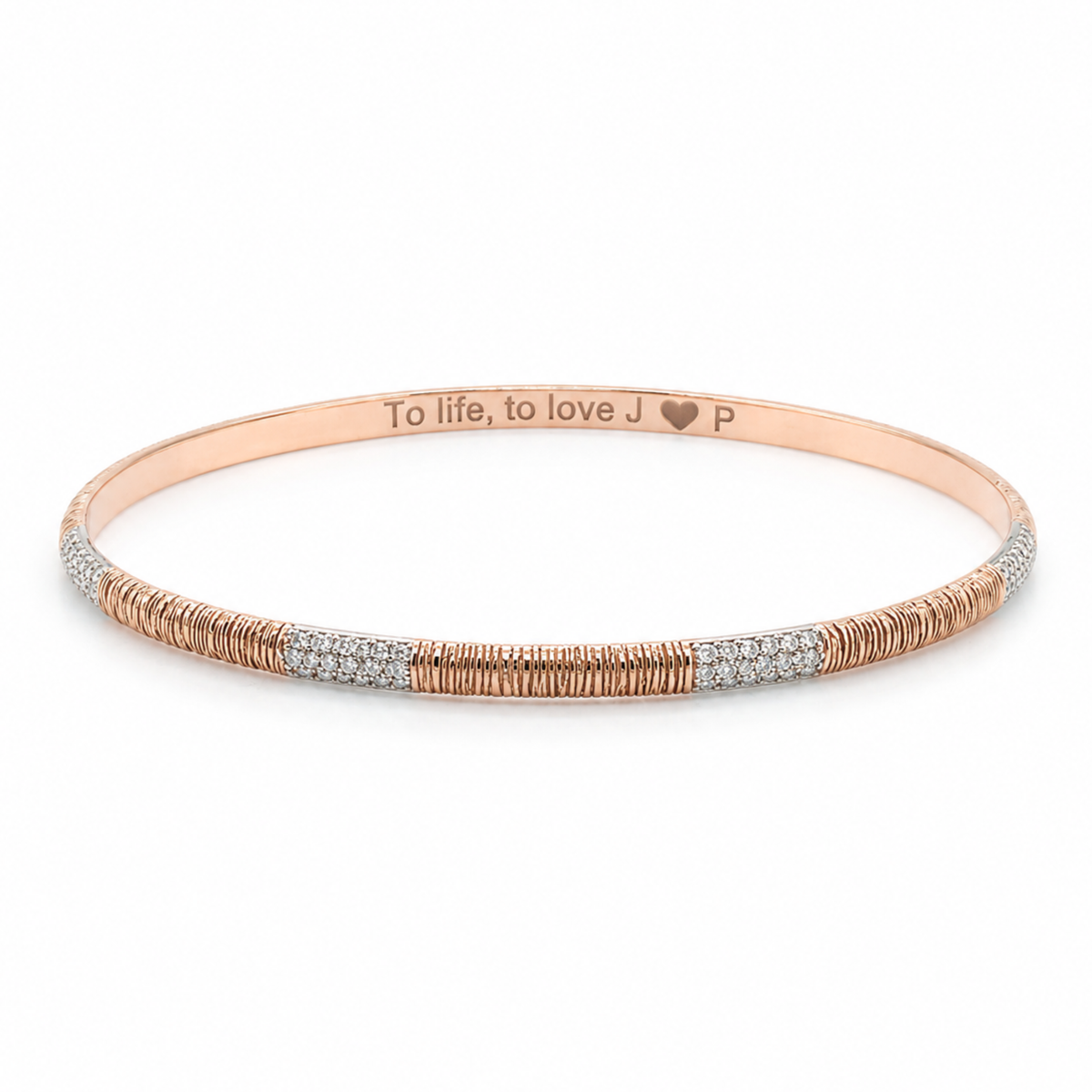 Julie Custom Diamond Bangle – 14kt Rose Gold Diamond Bracelet - Paddington Jeweller - Ojco