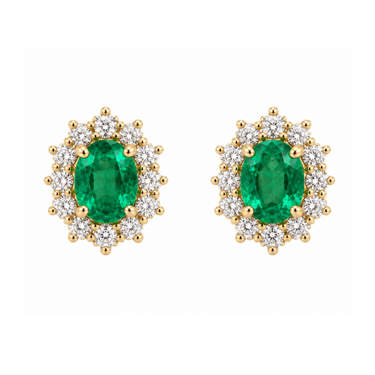 Lyric – Emerald & Diamond Stud Earrings