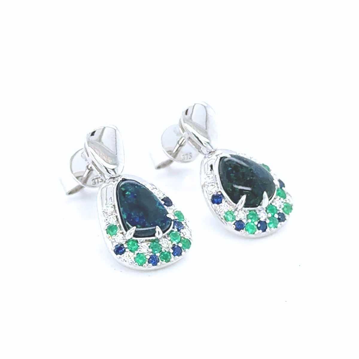 Eleanor – Custom Black Opal Drop Earrings - Paddington Jeweller - Ojco