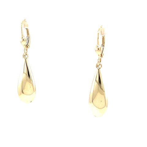 9kt yellow gold tear drop shaped drop earrings -  Paddington Jeweller - Ojco