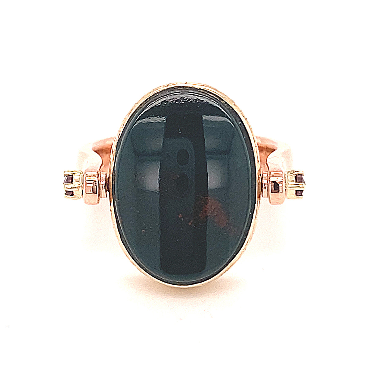 Custom Made for Polly - Blood stone, Ruby & Garnet double sided ring in 9K Yellow/Rose Gold(customer supply all stones)) - Paddington Jeweller - OJ Co