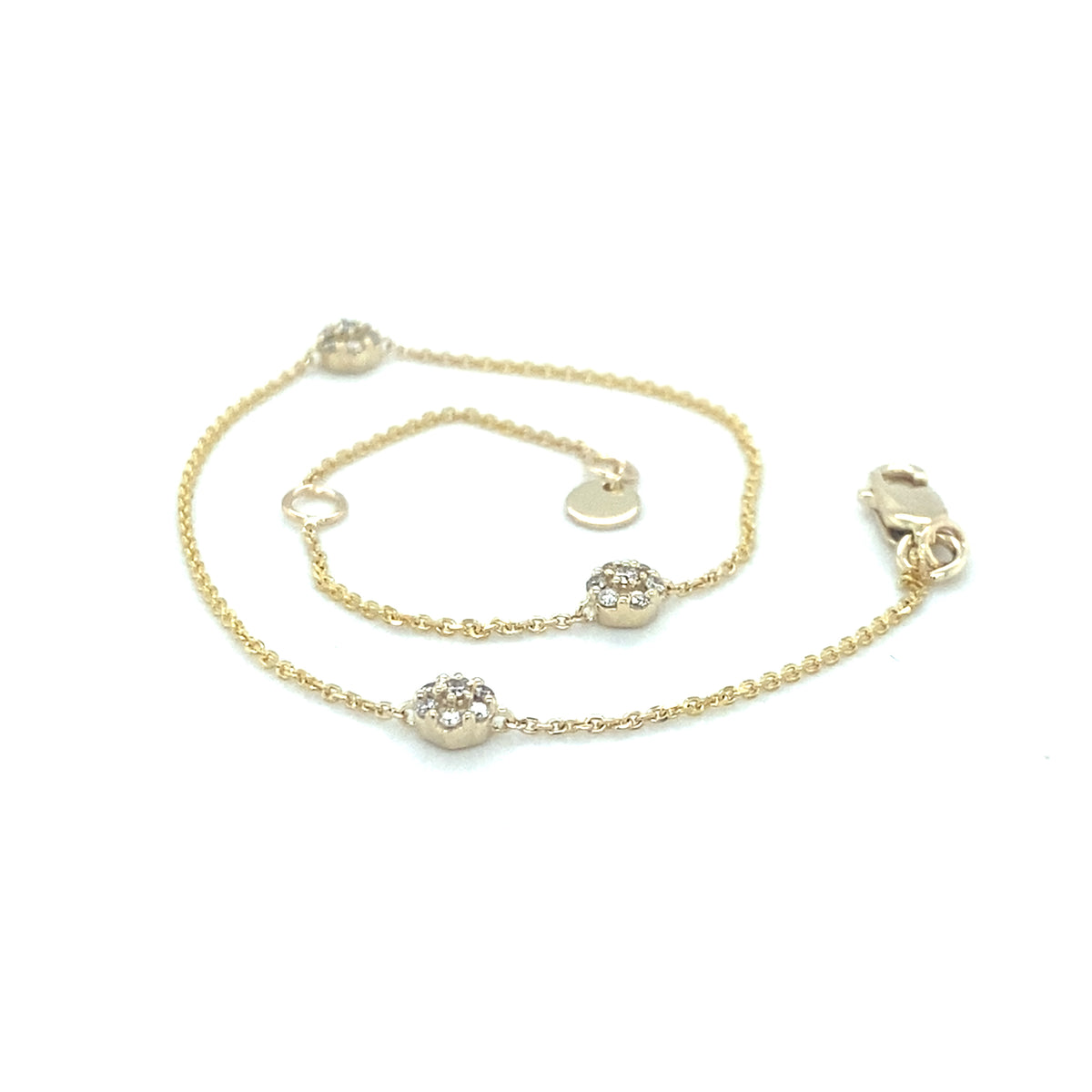 Daffodil Triple flower 9kt Gold 0.12ct Diamond Bracelet - Paddington Jeweller - Ojco