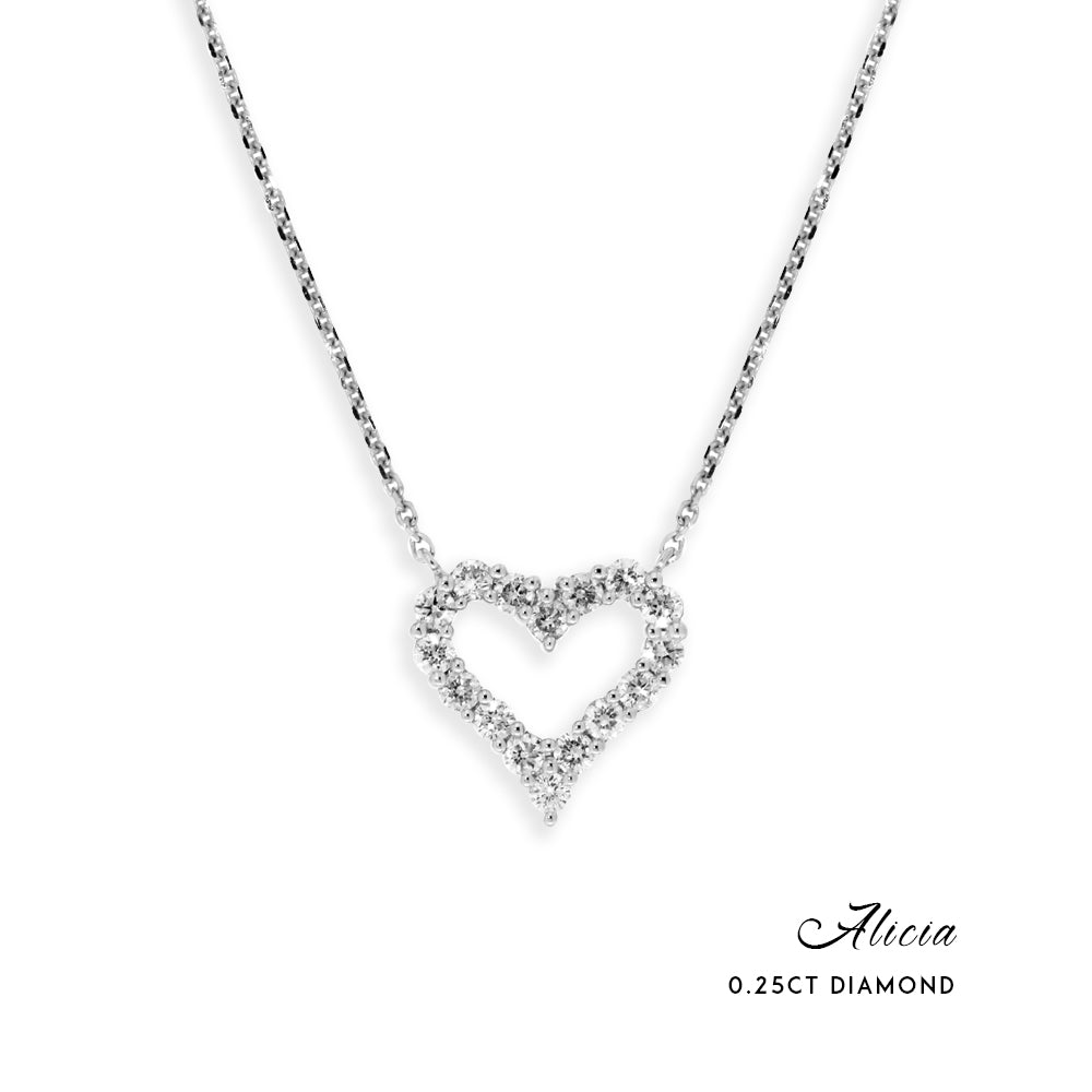 ALICIA - 0.25ct Diamond Heart Open Heart Necklace - Paddington Jeweller - OJ Co