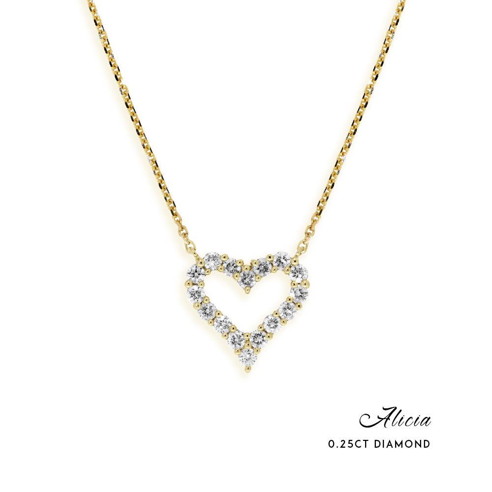 ALICIA - 0.25ct Diamond Heart Open Heart Necklace - Paddington Jeweller - OJ Co