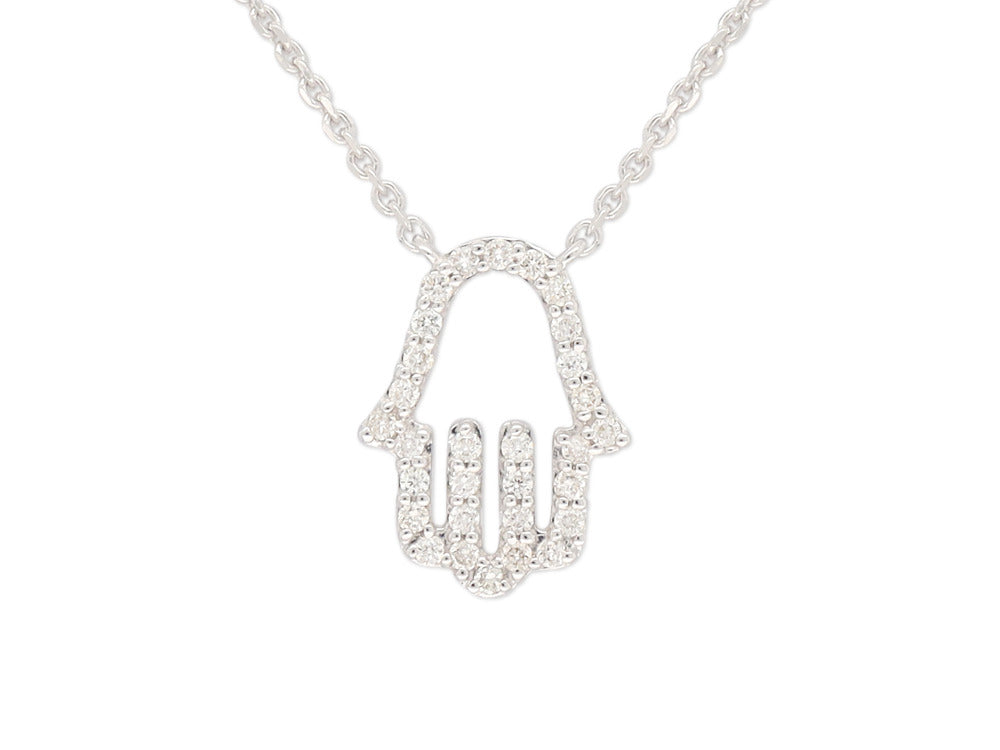 0.10ct Diamond Hamsa Necklace - Paddington Jeweller - Ojco