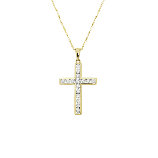 0.15CT DIAMOND BEZEL CROSS -  Paddington Jeweller - Ojco