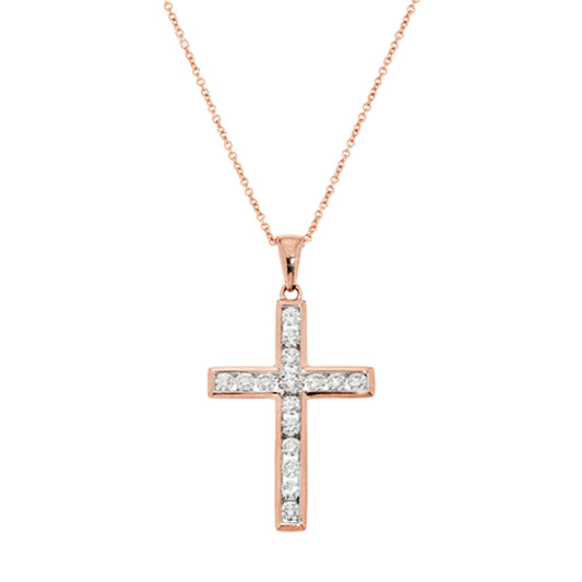 0.50ct Diamond Bezel Set Cross Pendant and Chain - Paddington Jeweller - OJ Co