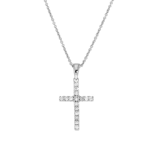 0.15ct Diamond Claw Set Cross Pendant and Chain -  Paddington Jeweller - OJ Co