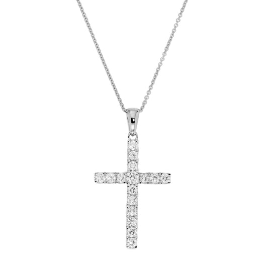 0.50ct Diamond Claw Set Cross Pendant and Chain - Paddington Jeweller - OJ Co