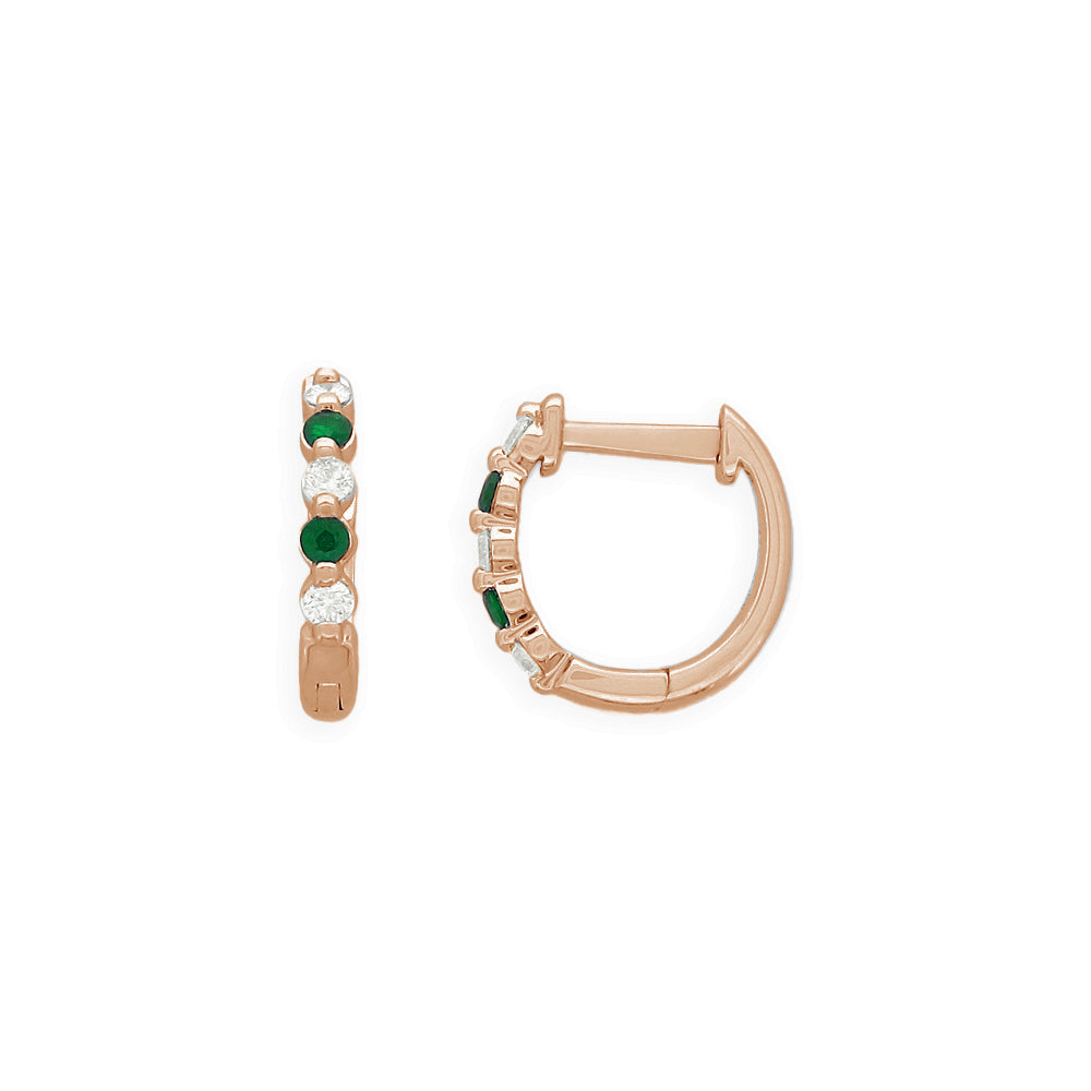 EMERY - 0.15ct Diamond and 0.22ct Emerald Huggie Earrings - Paddington Jeweller - OJ Co