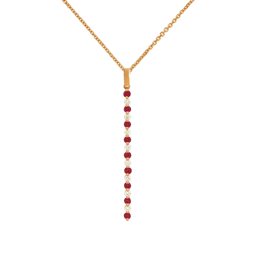 BETHANIA - 0.24ct Ruby and 0.16ct White Diamond Drop Pendant and Chain - Paddington Jeweller - OJ Co