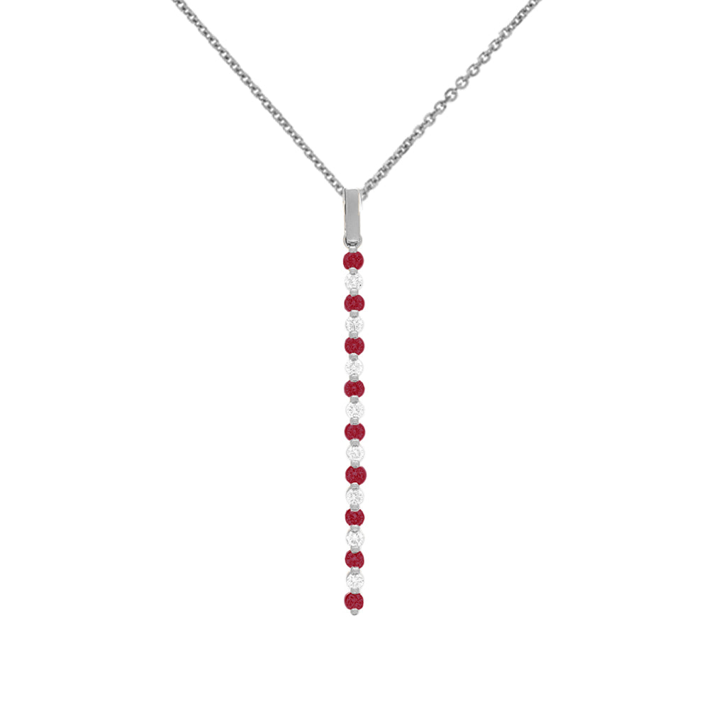 BETHANIA - 0.24ct Ruby and 0.16ct White Diamond Drop Pendant and Chain - Paddington Jeweller - OJ Co