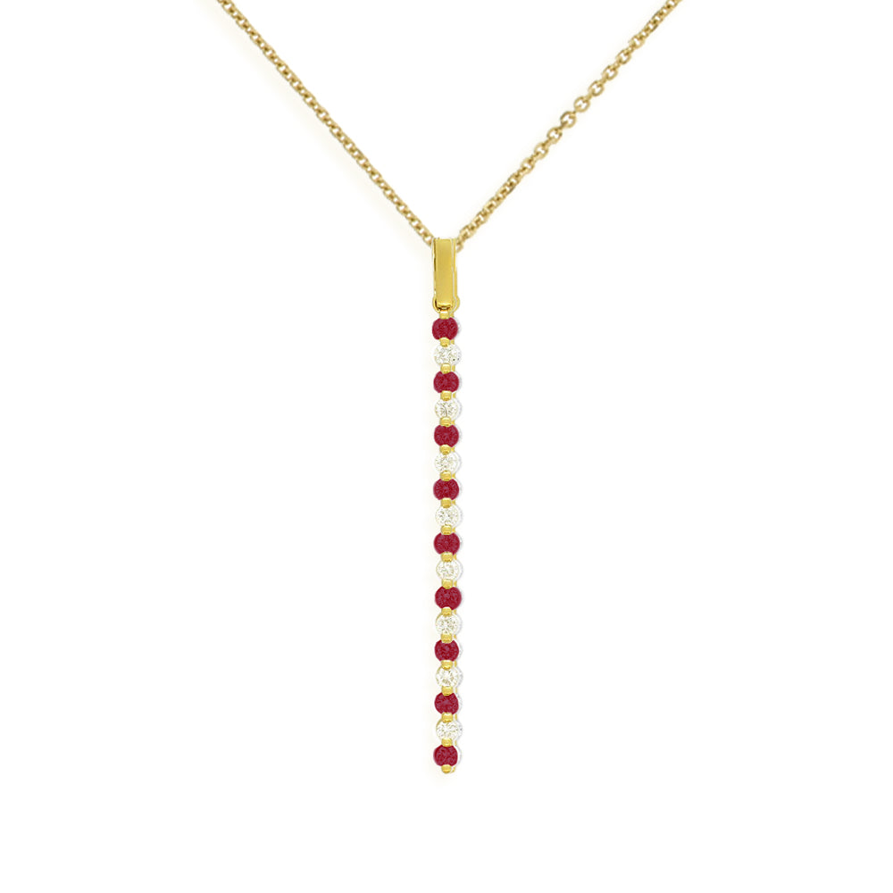 BETHANIA - 0.24ct Ruby and 0.16ct White Diamond Drop Pendant and Chain - Paddington Jeweller - OJ Co