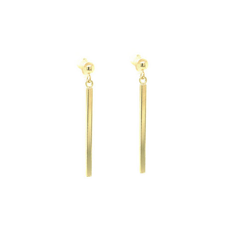 Rectangle Bar Drop Earrings in 9kt Yellow Gold -  Paddington Jeweller - OJ Co