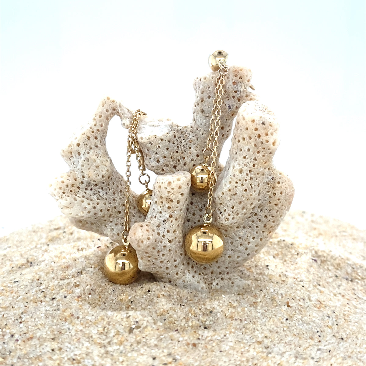 9kt Yellow Gold 6mm & 8mm Thread Ball Stud Earrings - Paddington Jeweller - Ojco