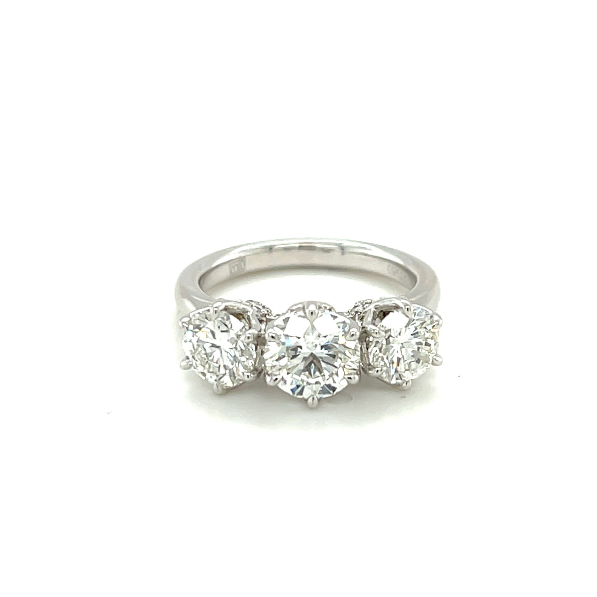 Custom Made for Anne-Marie - Platinum Trilogy Diamond Engagement ring (2 of main Diamonds + melee provided by Customer) - Paddington Jeweller - OJ Co