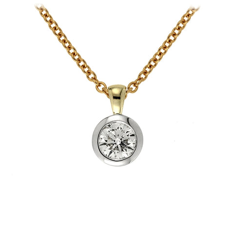 Diamond Bezel pendant with 0.40ct diamond in 9kt yellow gold and chain -  Paddington Jeweller - OJ Co