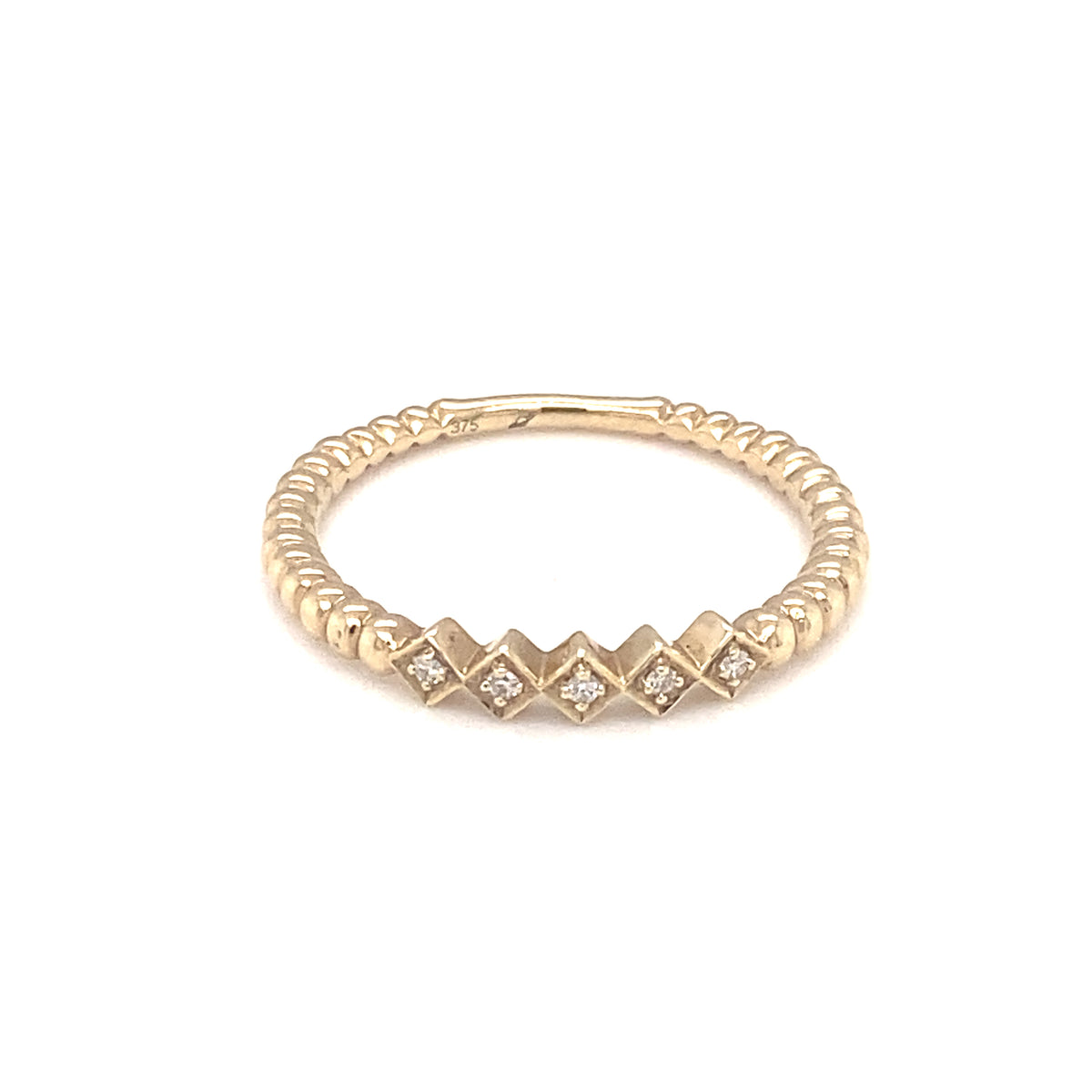 9kt yellow gold claw set square shape top diamond stacker band 5 =0.03ct - Paddington Jeweller - OJ Co