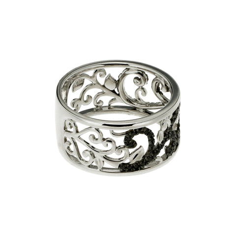 LAETITIA - 0.25ct Black Diamond Filigree Ring in 9kt White Gold Size N -  Paddington Jeweller - OJ Co