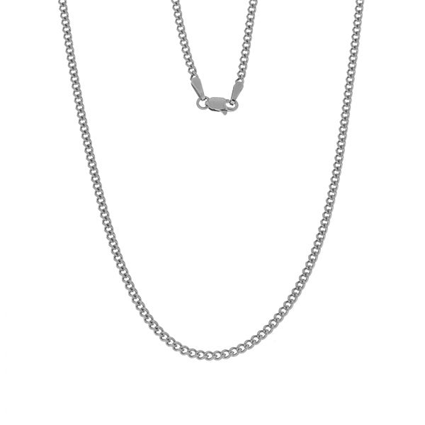9kt White Gold 1mm Diamond Cut Curb Chain 45cm 2.1gr - Paddington Jeweller - OJ Co