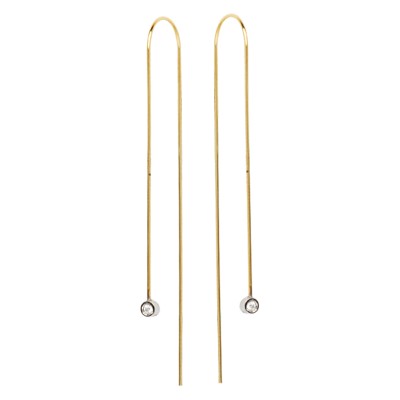 9kt Yellow Gold Hook Wire and 9kt White Gold Bezel 0.03ct Diamond Drop Earrings -  Paddington Jeweller - OJ Co