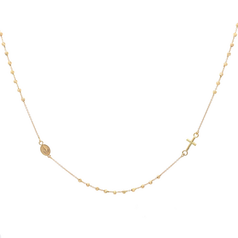18kt Rosary Bead Necklace 42cm