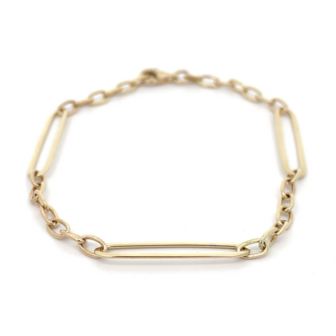 9kt Oblong Trace Bracelet 18cm