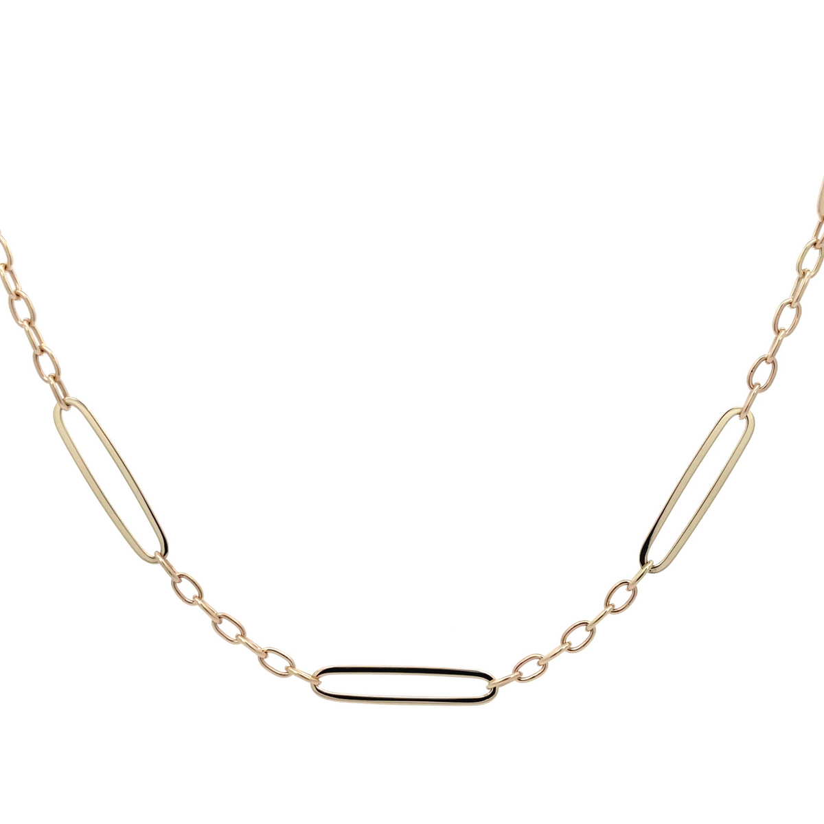 9kt Oblong Trace Necklace 45cm -  Paddington Jeweller - Ojco