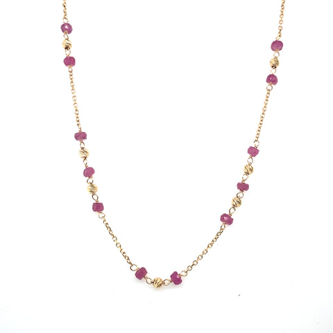 Ruby on trace necklace - 45cm -  Paddington Jeweller - Ojco