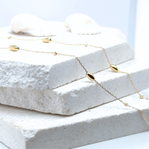 18kt yellow gold oval sphere necklace