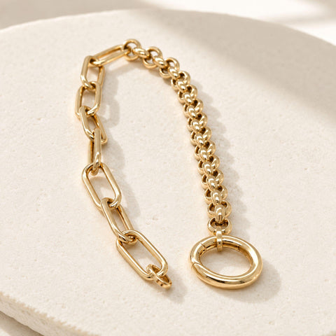 Duo Link Bracelet in 9K Yellow Gold