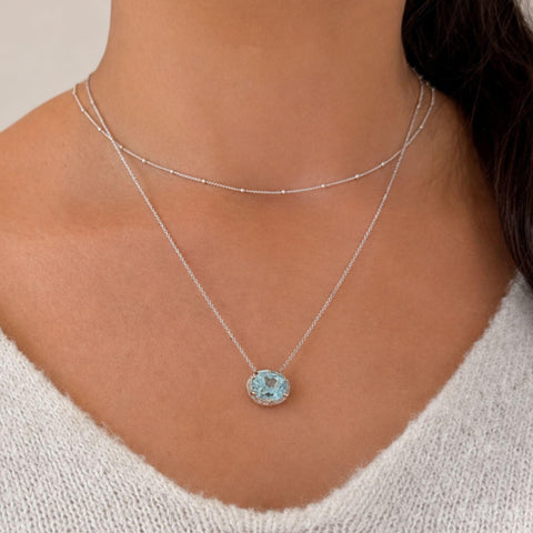 Norse Frigg  - Aquamarine Slider Pendant