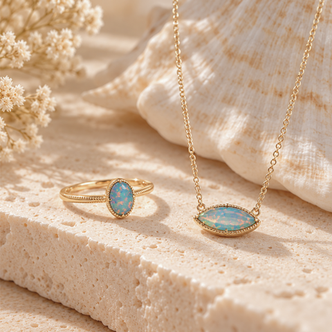 Boho – Australian Opal Marquise Necklace
